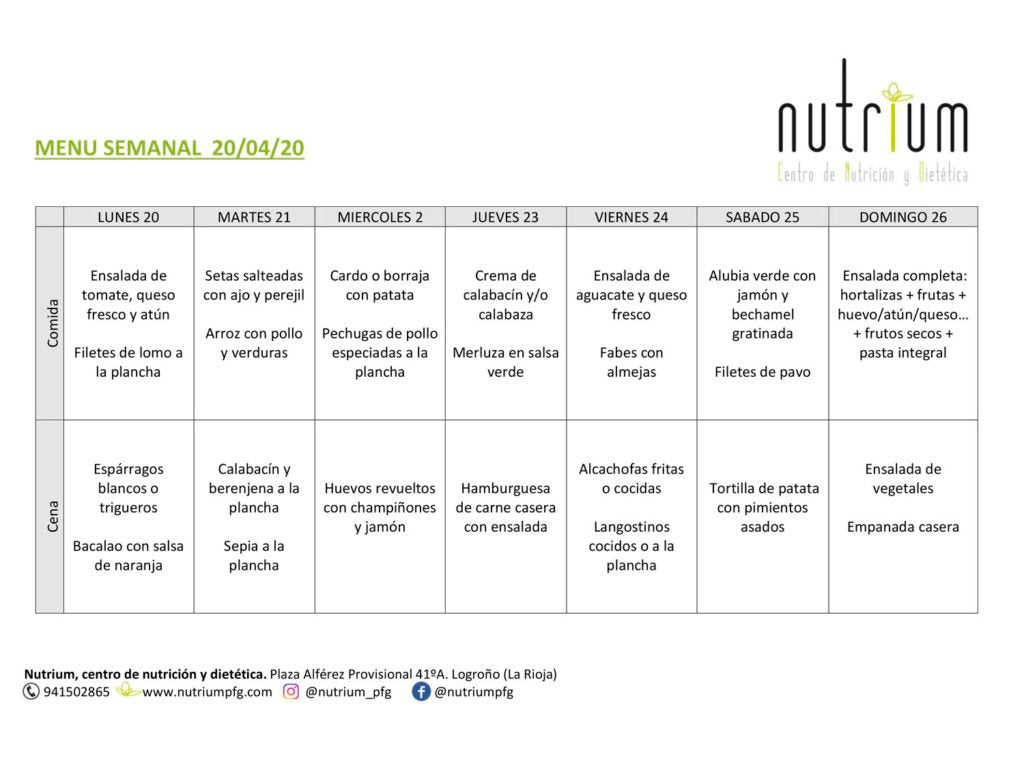 Menú Semanal - Semana 6