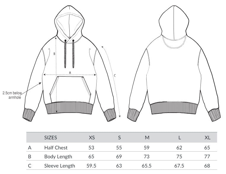 GUÍA DE TALLAS SUDADERAS FIND YOUR EVEREST 2024